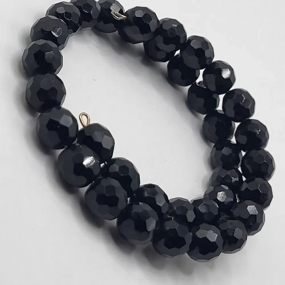 Vintage Minimalist Black Faceted Acrylic Wrap around Bracelet